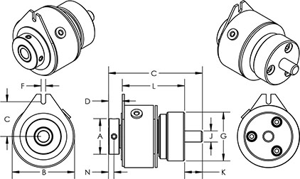 3078 Tiny-Clutch, Magnetic Winding Clutch, MovieStuff Retroscan Mark II, Dimensions